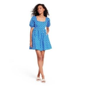 Target x Rhode blue eyelet puff sleeve mini dress
